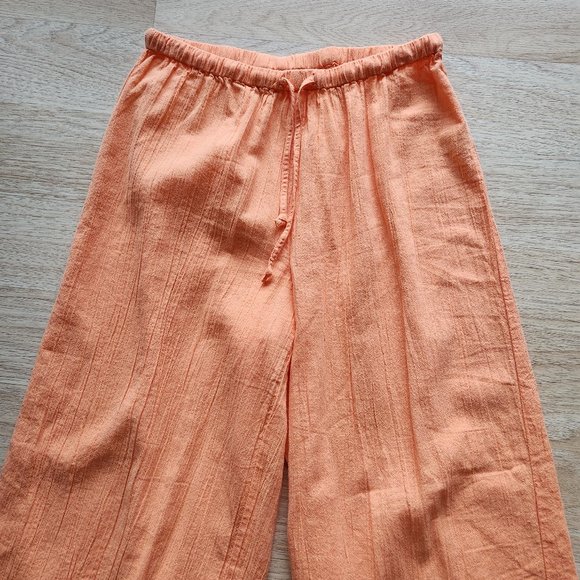 Vintage J.Jill Crinkle Familiar Fit at Waist Pull-On Wide Leg Pants Orange - Picture 2 of 7